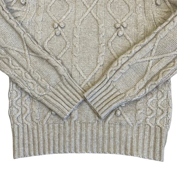Cupcakes & Cashmere Sz XL Mock Neck Cable Knit Sweater Bobbles Heathered Oatmeal - Picture 8 of 16